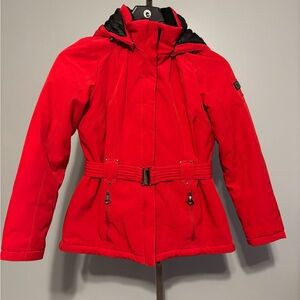 ZeroXposur Red Insulated Hooded Winter Coat Sz M Belted In EUC